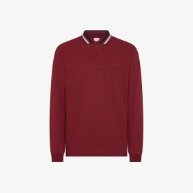 Polo in piquet con colletto a righe bordeaux