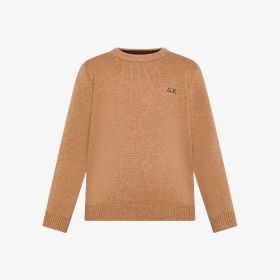 Maglia girocollo in lana e cashmere cammello