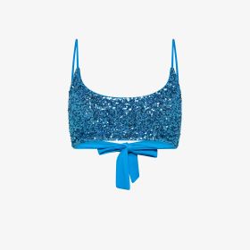 Light blue sequin bikini top