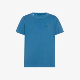 T-shirt con trattamento vintage in cotone blu avio