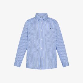 Camicia in cotone a righe sky blue/navy blue
