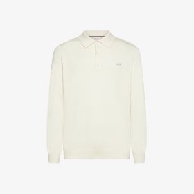 Polo in cotone e lana bianco panna