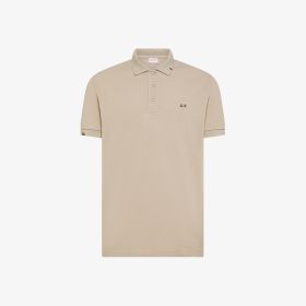 Polo con dettagli destroyed in cotone grigio stone