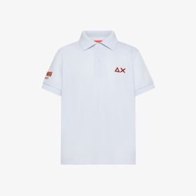 Polo in piquet di cotone bianco