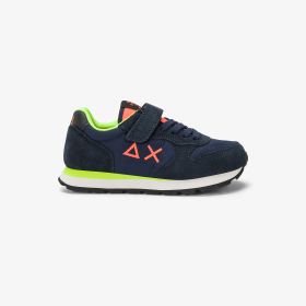 Sneaker Kid Boy's Tom Fluo con lacci e cinturino navy blue