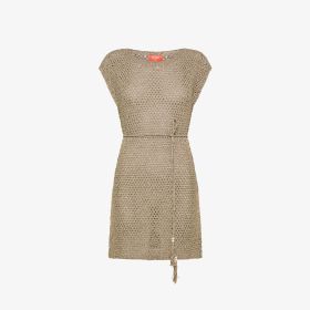 Abito in maglia crochet di cotone grigio stone