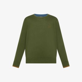 Maglia girocollo in cotone verde scuro