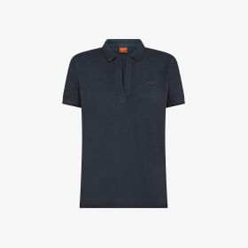 Polo con trattamento vintage in piquet blu navy