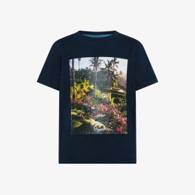 T-shirt girocollo in jersey blu navy