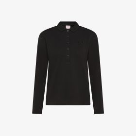 Black cotton piqué polo shirt