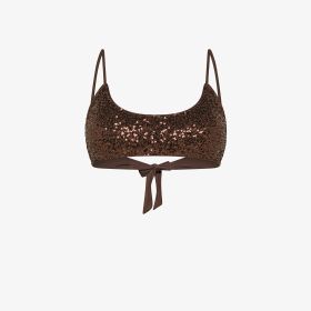 Cacao brown sequin bikini top