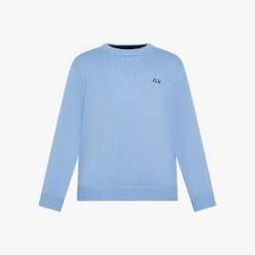 Sky blue wool and cashmere crew-neck jumper