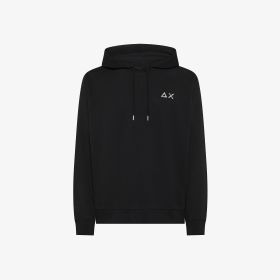 Felpa in cotone con cappuccio e coulisse nero