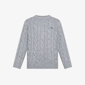 Maglia in lana e cashmere a trecce grigio chiaro