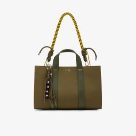 Dark military green medium cotton canvas shopping bag