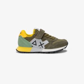 Sneaker Boy's Jaki Bicolor in mesh e suede verde salvia/verde militare
