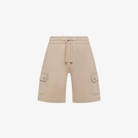 Stone grey cotton fleece cargo shorts