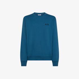 Felpa girocollo in cotone avio scuro