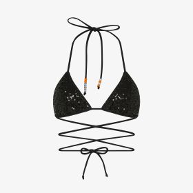 Bikini mare con paillettes nero