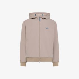 Giacca in soft shell con cappuccio grigio stone