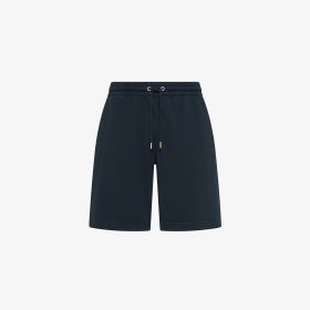 Navy blue cotton fleece Bermuda shorts