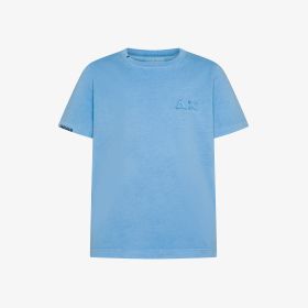 Sky blue vintage-effect cotton T-shirt