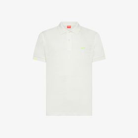 Polo in jersey di lino bianco panna