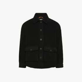 Giacca overshirt in teddy nero
