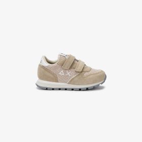 Beige Girl's Ally Glitter suede and mesh sneaker
