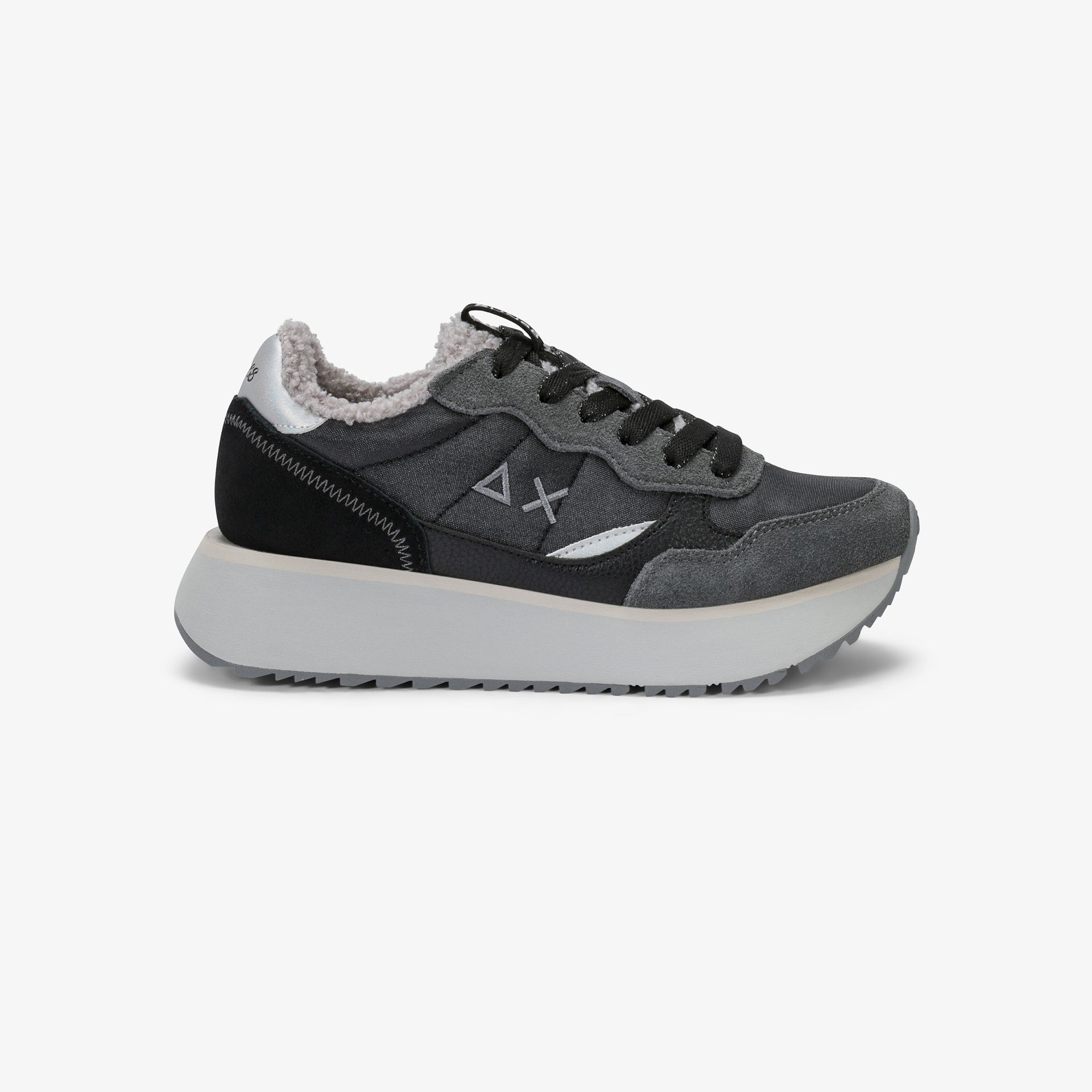 Sneaker Big Ally Teddy in nylon e suede nero