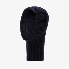 Navy blue ribbed wool blend balaclava