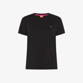 Black cotton T-shirt with logo