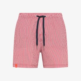 Shorts mare in nylon a righe rosso/bianco