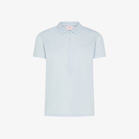 Polo in piquet di cotone azzurro