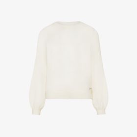 Maglia girocollo in lana e alpaca bianco panna