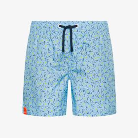 Light blue printed nylon beach shorts