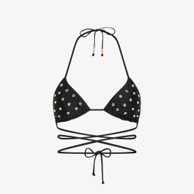 Bikini mare in nylon con strass nero
