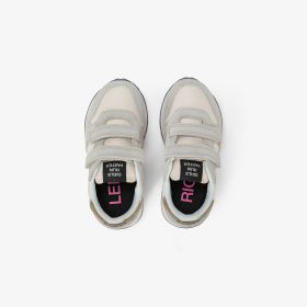 Sneaker Girl's Ally Gold Silver in suede e nylon bianco panna