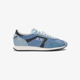 Sneaker Easy Runner in suede e nylon blu avio