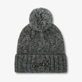 Dark grey wool blend beanie with pom-pom
