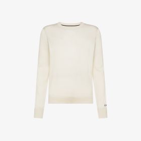 Maglia girocollo in lana e cotone bianco panna