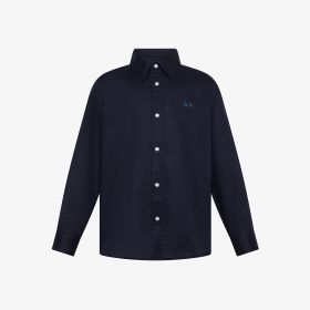 Camicia in lino e cotone blu navy