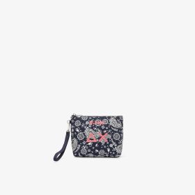 Pouch in tela di cotone stampato blu navy