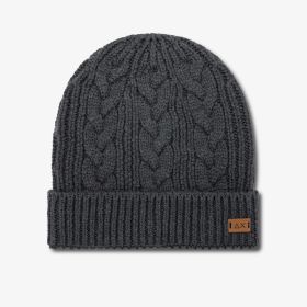Dark grey cable-knit wool blend beanie
