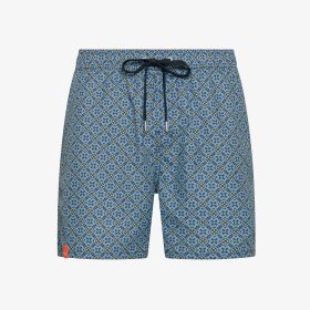 Dark avio blue/avio blue printed beach shorts