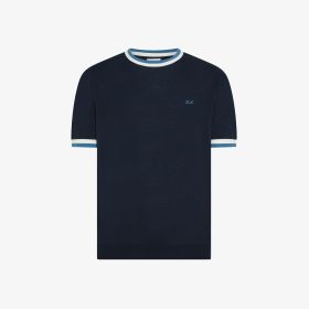 Navy blue cotton knit T-shirt