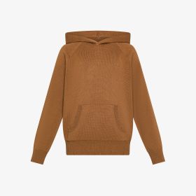 Desert brown wool and cotton hooded jumper