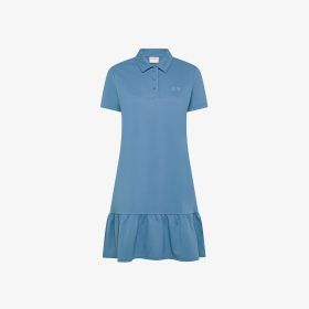 Avio blue cotton piqué polo dress