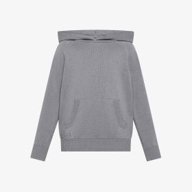 Medium grey wool and cotton hooded jumper