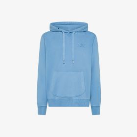 Felpa in cotone effetto vintage con cappuccio sky blue